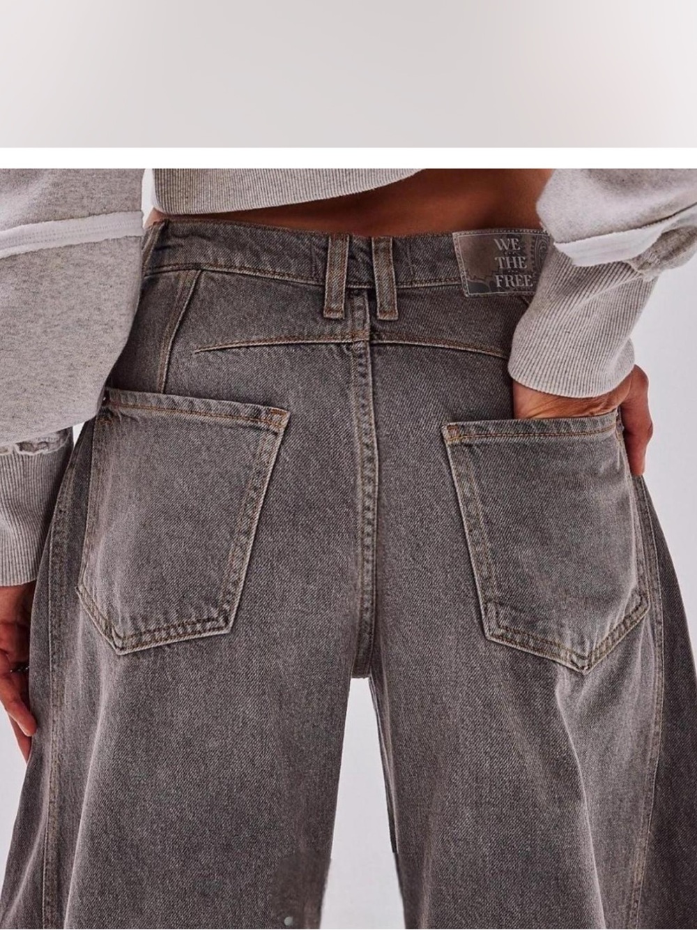 Free People We The Free Lucky You Mid Rise Barrel Jeans Archive Gray 26 - Picture 6 of 9